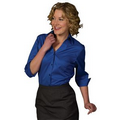 Signature 3/4 Sleeve Ladies V-Neck Tailored Stretch Broadcloth Blouses